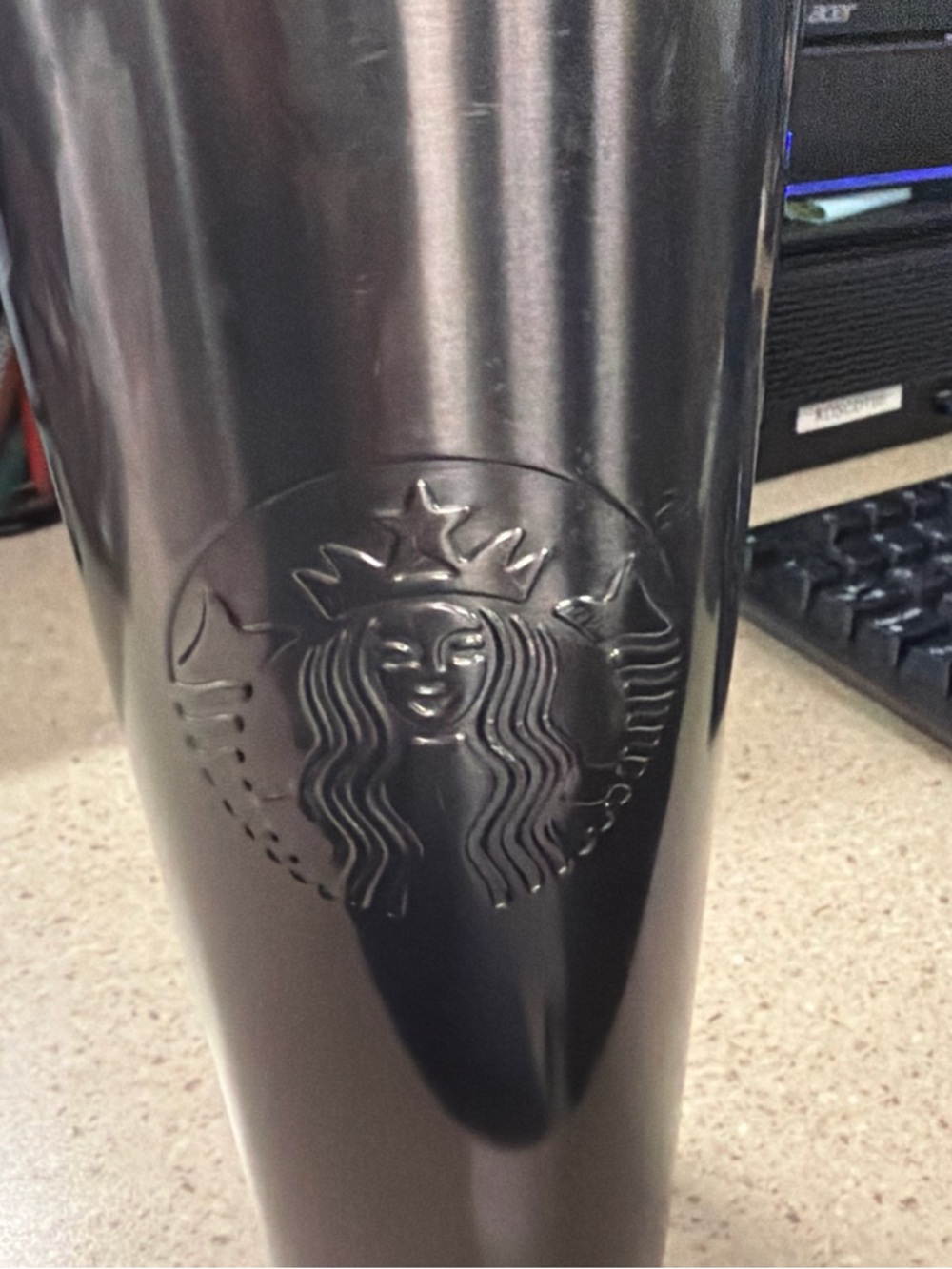 Starbucks Embossed Logo Black Stainless Tumbler